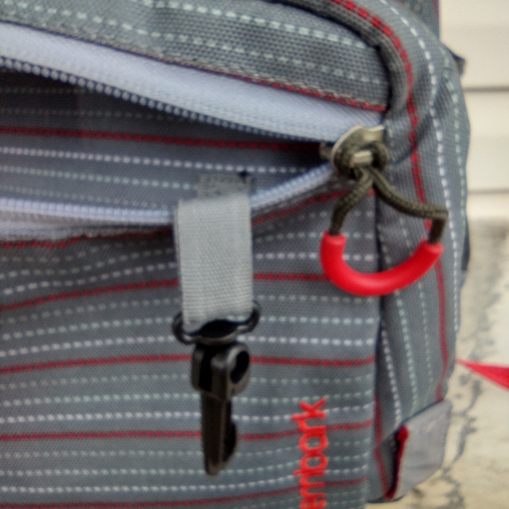 Embark Recycled Content Basic Backpack Gray Red Adjustable Straps - Picture 11 of 13